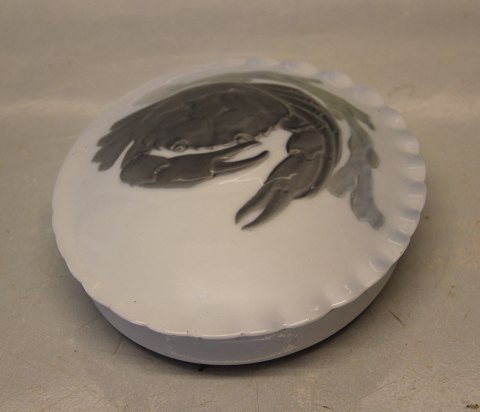 Kongelig Dansk Art Nouveau 19-9 Kgl. Låg skål med tang og krabbe på låget 5 x 16 cm pre 1923 2.
