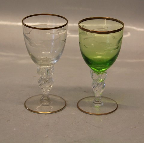 Mågeglas  Lyngby Hvidvins glas, grønne og klare 12,5 cm