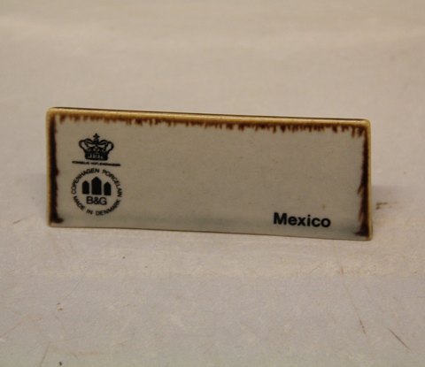 Bing & Grøndahl Stentøj Reklame Skilt for Mexico  ca 4 x 10 cm