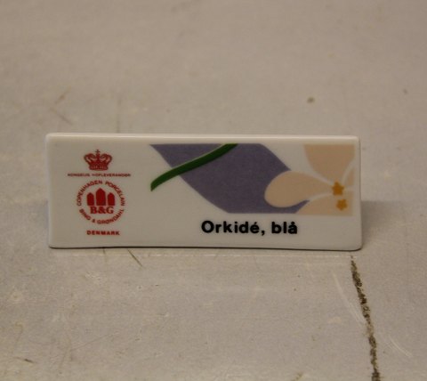 Orkide Blå Bing & Grøndahl Reklame Skilt for Blå Orkide  ca 4 x 10 cm