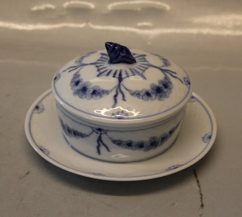 196 Smørdåse på fod  låg med sneglehus 0,25 kg (582) 17 cm B&G Blå Empire porcelæn