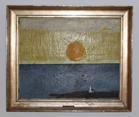 Oluf Høst Maleri Olie på lærred ca 53 x 63 cmBornholm: Sol over Gudhjem!