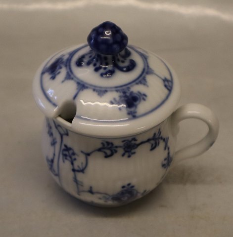 064-1 Sennepskande/cremekop, rund, med låg, 6 cm Kongelig Dansk Porcelæn Musselmalet