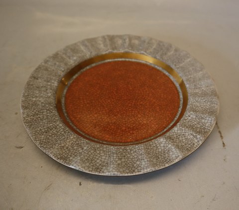 212-4022 Kgl. Fad grå, guld og orange  17 cm   Kongelig Dansk  Craquelé, Craquele
