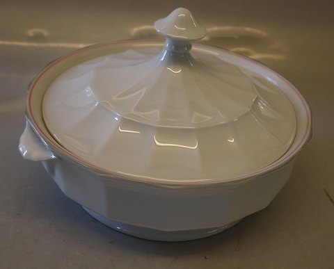 Palace 8535-1536 Rundt Lågfad 15 x 25 cm (172-173) rød & grå kant  Kongelig Dansk Kantet Porcelæn(Palads) 