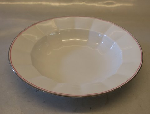 Palace 8547-1536 Små dybe ca 21,2 cm (604) rød & grå kant Kongelig Dansk Kantet 
Porcelæn(Palads)