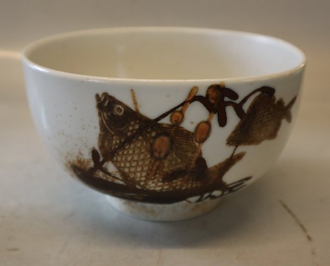 1053-5318 Alumnia Diana Stentøjsskål med fisk 10 x 17 cm Nils Thorsson  Aluminia kunstfajance  