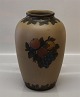 Bornholm, Hjort Keramik Stor Brun Vase 28 cm frugt dekoration L. Hjort Bornholm, # 51