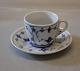 2022 Kaffekop 5.5 x 7 cm rifllet - med 107 riflet underkop 12.5 cm Bing & Grøndahl  Blåmålet  Hotelporcelæn